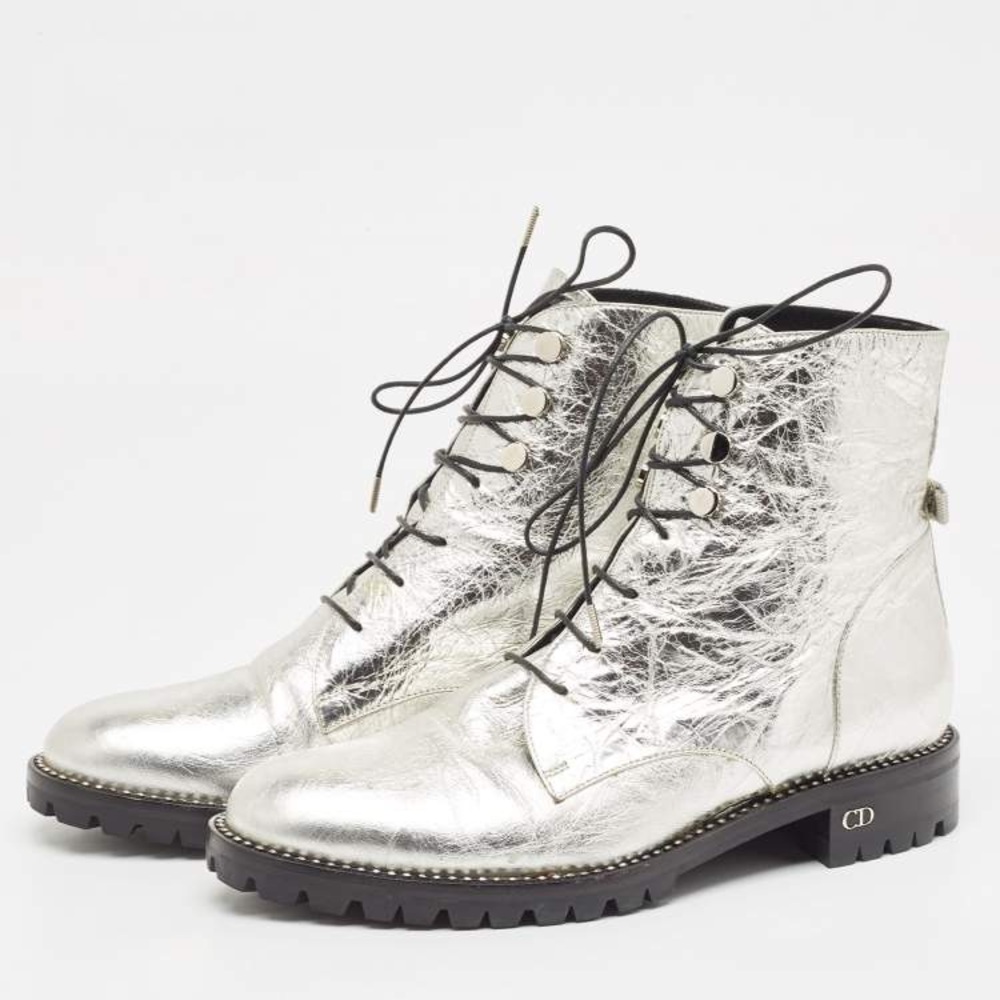Dior Silver Leather Ranger Boots